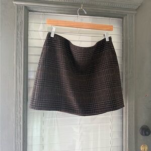 & Other Stories Brown and Black Plaid A-Line Mini Skirt